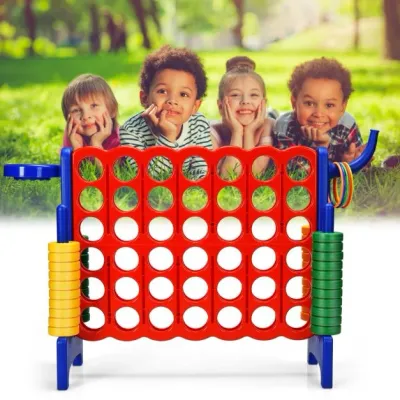 Grosses XL 4 Gewinnt Spielset mit Basketballkorb und Wurfspiel blau
