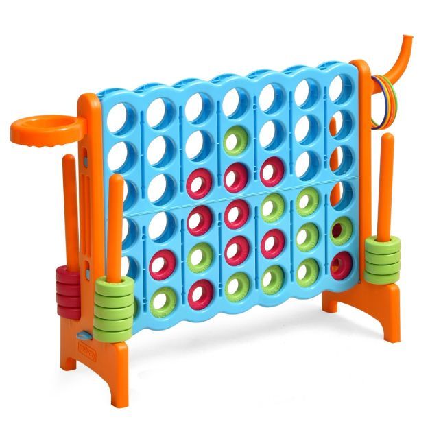 Grosses XL 4 Gewinnt Spielset mit Basketballkorb und Wurfspiel orange