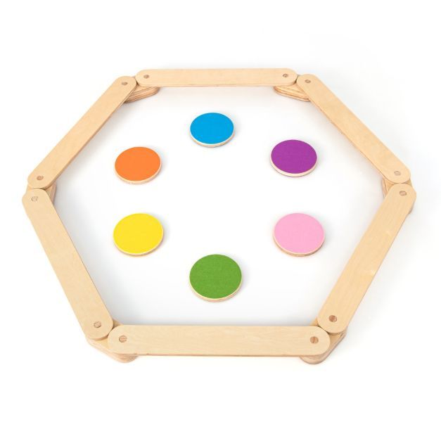 12 tlg. Balancierbalken mit 6 Balanciersteine frei kombinierbar aus Holz für Kinder
