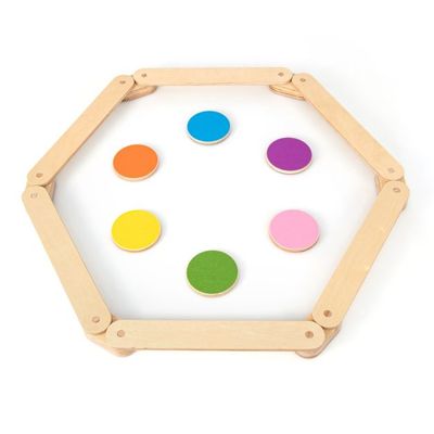 12 tlg. Balancierbalken mit 6 Balanciersteine frei kombinierbar aus Holz für Kinder