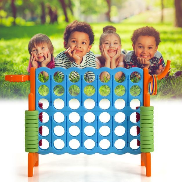 Grosses XL 4 Gewinnt Spielset mit Basketballkorb und Wurfspiel orange