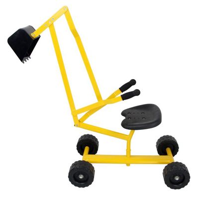 Sitzbagger mit Schaufel Kinderbagger aus Metall Sandbagger zum Aufsitzen für Kinder ab 3 J. gelb