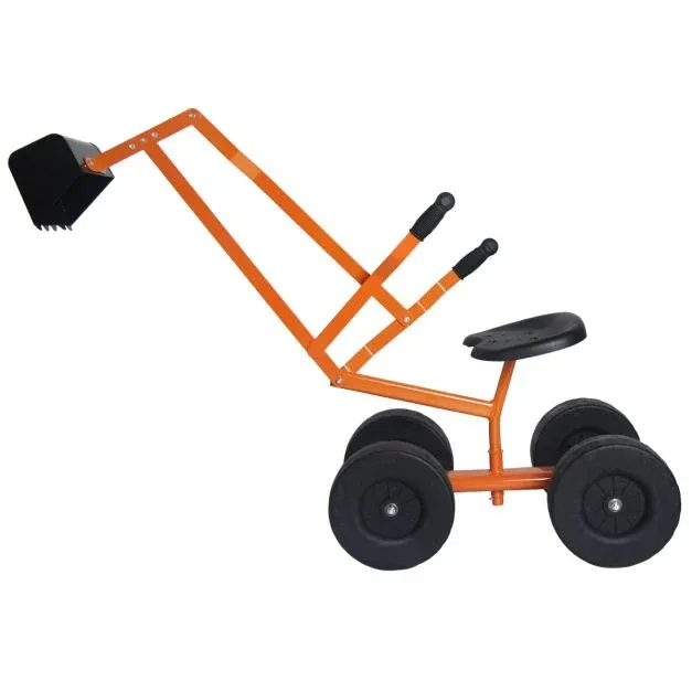 Sitzbagger mit Schaufel Kinderbagger aus Metall Sandbagger zum Aufsitzen für Kinder ab 3 J. Orange