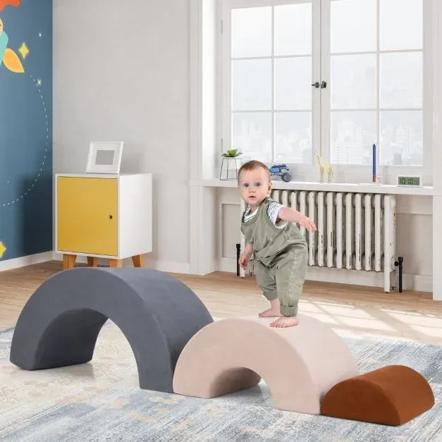 3-TLG. Softbausteine Schaumstoffbausteine zum Klettern und Krabbeln für Babys Riesenbausteine grau