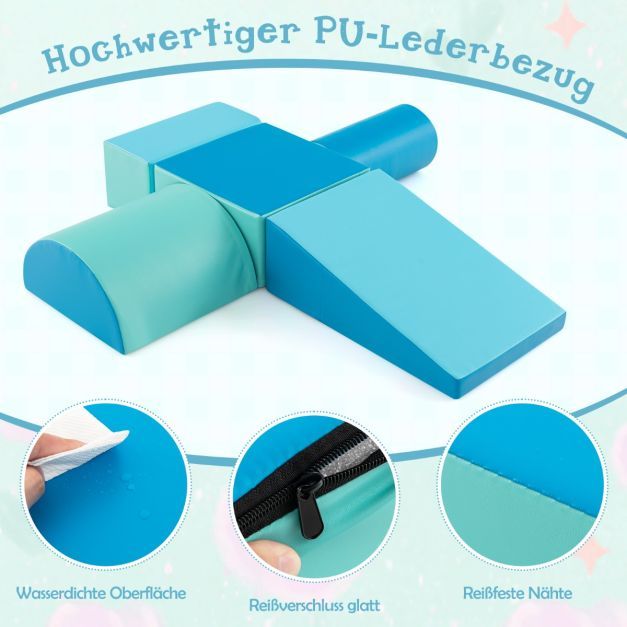 5 TLG. Schaumstoffbausteine Riesenbausteine zum Toben &amp; Klettern Grossbausteine Softbausteine blau + lila