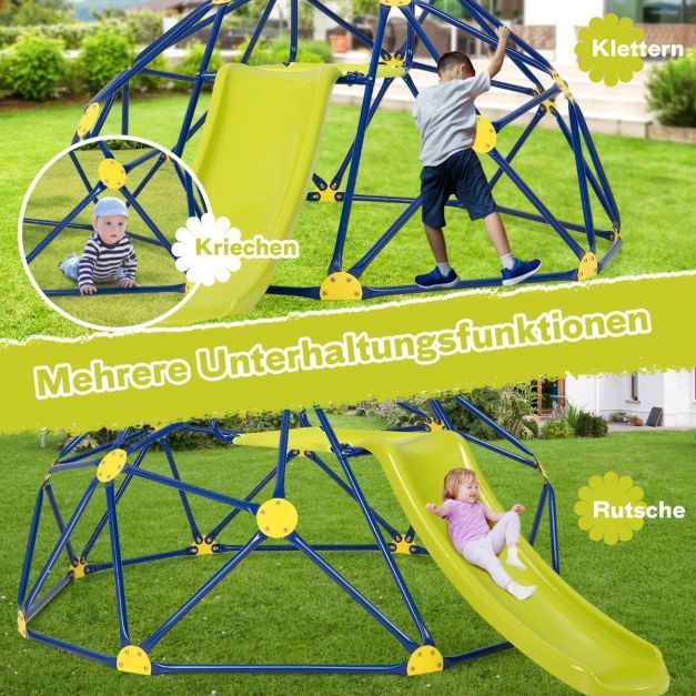 Kletterkuppel &amp; Rutsche Klettergerüst in Kuppelform 241,5 x 183 x 91,5 cm