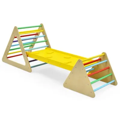 3 in 1 Kletterspielzeug-Set für Kleinkinder Kletterdreieck &amp; Leiter &amp; Rutsche Klettergerüst Bunt