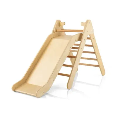 2-in-1-Dreiecks-Kletterset Dreiecke Kletterleiter aus Holz Natur