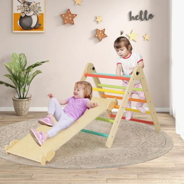 3 in 1 dreieckiges Kletterspielzeug faltbares &amp; höhenverstellbares Dreiecksset Bunt