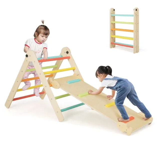 3 in 1 dreieckiges Kletterspielzeug faltbares &amp; höhenverstellbares Dreiecksset Bunt