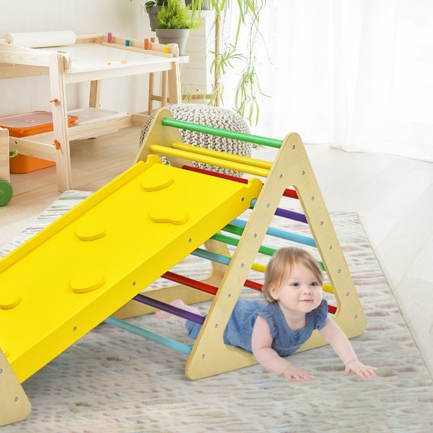 3 in 1 Kletterspielzeug-Set für Kleinkinder Kletterdreieck &amp; Leiter &amp; Rutsche Klettergerüst bunt