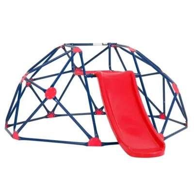 Kletterkuppel &amp; Rutsche Klettergerüst in Kuppelform 241,5 x 183 x 91,5 cm Rot + Blau
