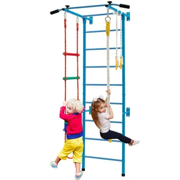 Kletterwand Klettergerüst Klimmzugstange mit Zubehör Blau