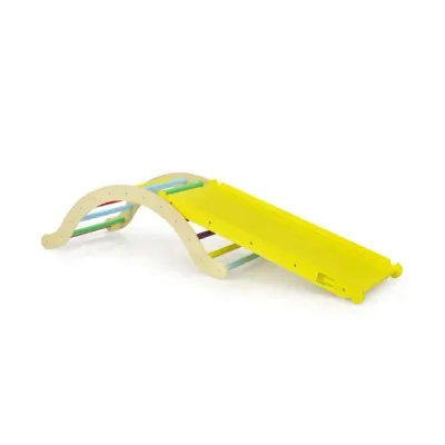 3 in 1 Kinder Kletterleiter Set mit umkehrbarer Rampe &amp; Kissen zum Klettern, Rutschen &amp; Schaukeln bunt