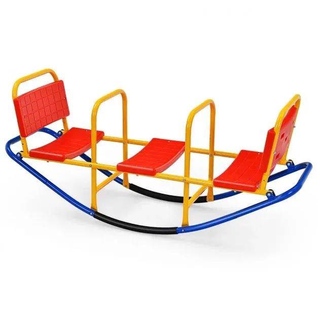 3 Sitzer Schaukelwippe Gartenwippe mit Griffen Kinder Wippe bis 100 kg Belastbar bunt