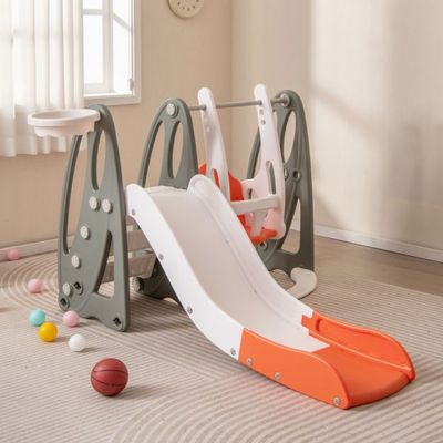 4 in 1 Schaukel &amp; Rutsche &amp; Basketballkorb &amp; Leiter Orange