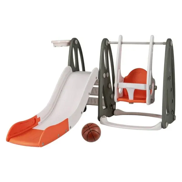 4 in 1 Schaukel &amp; Rutsche &amp; Basketballkorb &amp; Leiter Orange