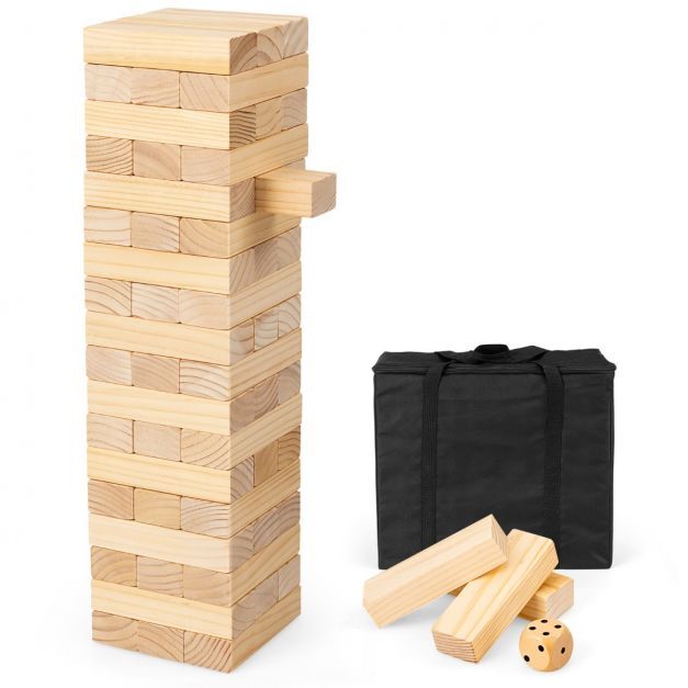 54 Blöcke aus Kiefernholz Verflixter Turm-Spiel Bauklötze Spiel 5 x 3,3 x 15,2 cm Natur