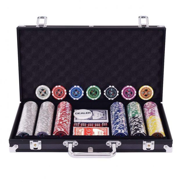 Pokerset Pokerkoffer 300 Laser-Chips Alukoffer inkl. Komplettset schwarz