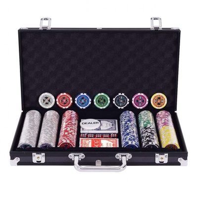 Pokerset Pokerkoffer 300 Laser-Chips Alukoffer inkl. Komplettset schwarz
