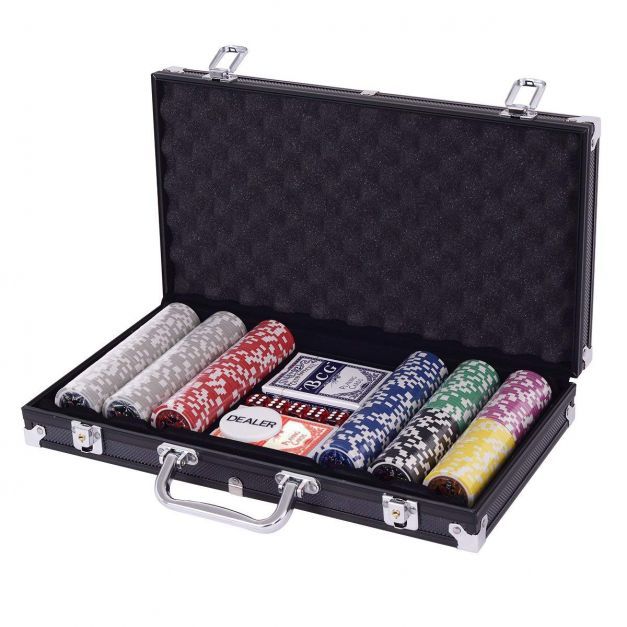 Pokerset Pokerkoffer 300 Laser-Chips Alukoffer inkl. Komplettset schwarz