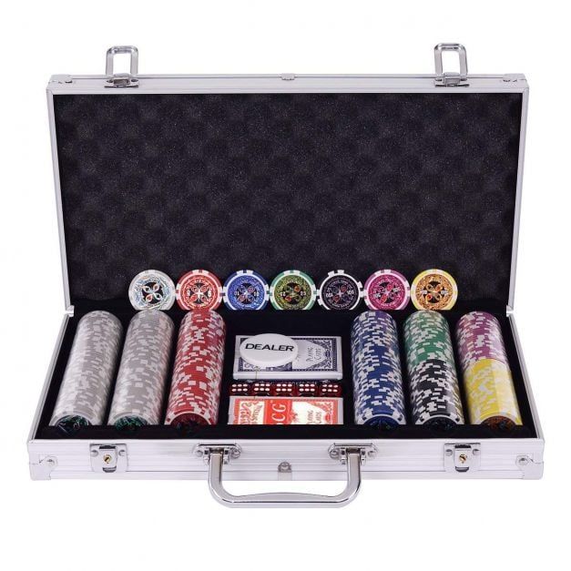 Pokerset Pokerkoffer 300 Laser-Chips Alukoffer inkl. Komplettset