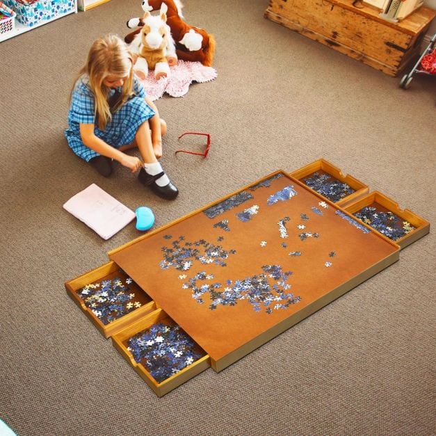 Puzzletisch mit 4 Schubladen Puzzle Board Holz 80 x 65cm