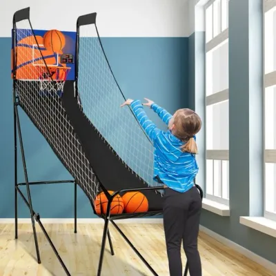 Tragbares Arcade-Basketballspiel Basketballautomat 208 x 62 x 207 cm Schwarz
