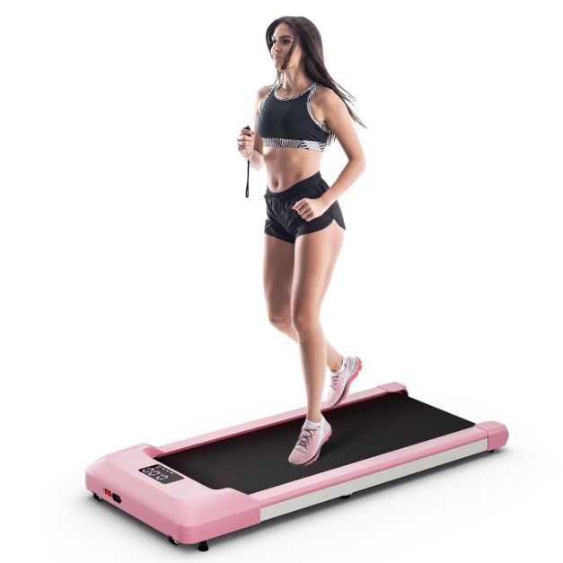 2 in 1 Laufband / Walking Pad mit LED-Anzeige 122 x 53 x 15 cm rosa