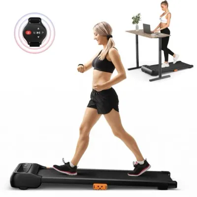 2 in 1 Laufband Walking Pad mit Fernbedienung &amp; LED-Anzeige schwarz