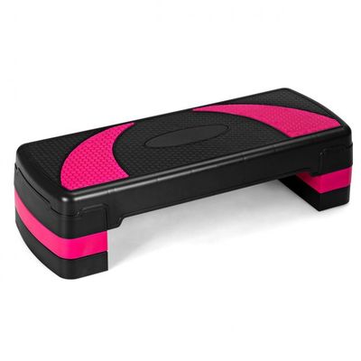 Aerobic Stepper Höhenverstellbarer Stepper mit 3 Stufen Stepper 250kg belastbar Schwarz-Pink