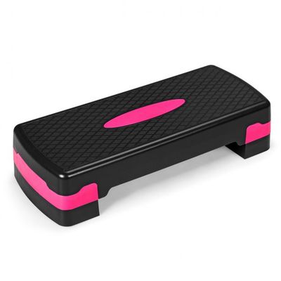 Aerobic Stepper Fitnesstrainer mit zwei Stufen von 10 cm und 15 cm Schwarz Pink