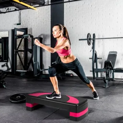Aerobic Stepper Höhenverstellbarer Stepper mit 3 Stufen Stepper 250kg belastbar Schwarz-Pink