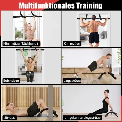 Klimmzugstange für Türrahmen Pull Up Bar ohne Aufbau bis 150kg belastbar mit gepolsterten Griffen