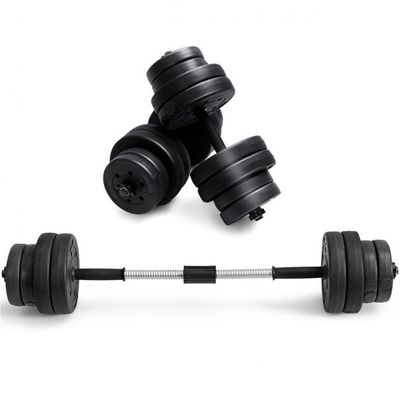 30 kg Hantelset 2 in 1 Langhantel 2er Set Hantelscheiben Kurzhantel Scheiben Krafttraining mit 16 Hantelscheiben