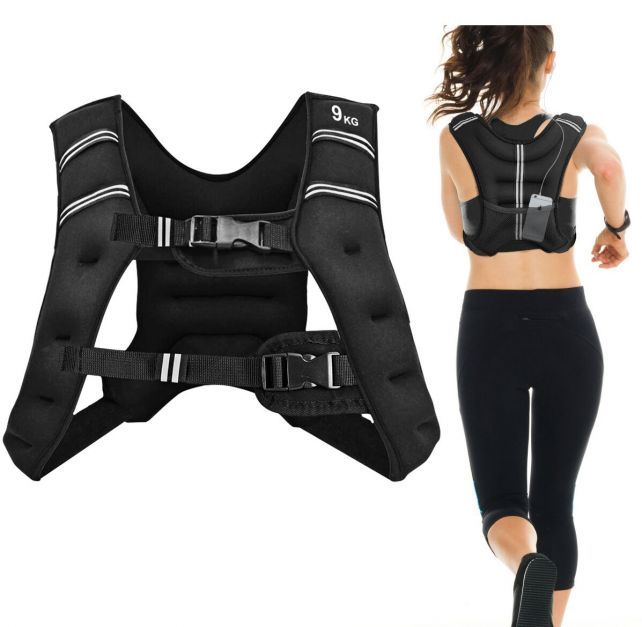 9 kg Gewichtsweste Trainingsweste Fitnessweste mit Reflexstreifen