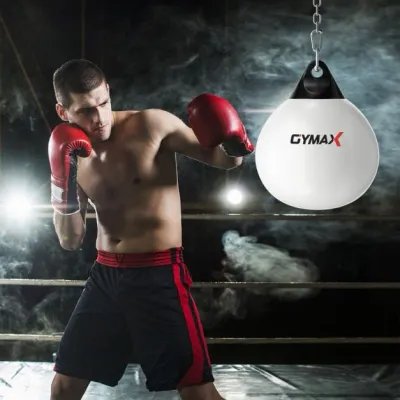 Ø45 cm Wasserboxsack 50 kg Boxing Punching Bag mit Verstellbarer Metallkette Weiss