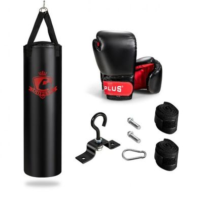 28,5 kg Boxsack-Set Boxsack mit 12 oz Boxhandschuhen &amp; Handschlaufen Schwarz