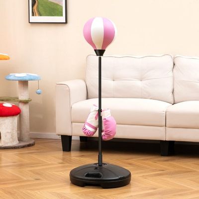 81-123,5cm Höhenverstellbarer Punchingball inkl. Boxhandschuhe &amp; Handpumpe Kinder Boxset rosa