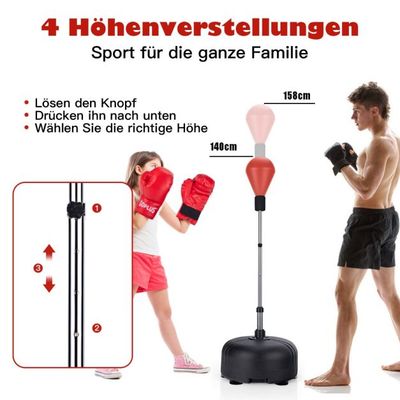 Punchingball 140-158 cm höhenverstellbar Boxsack Set freistehend Standboxball