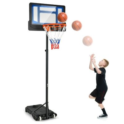Basketballständer 90/158-210 cm höhenverstellbar - Basketballkorb mit Ständer wetterbeständig blau