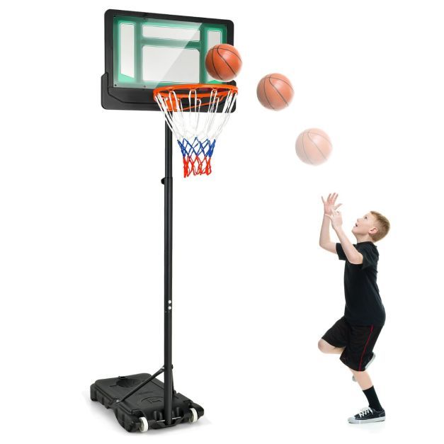 Basketballständer 90/158-210 cm höhenverstellbar - Basketballkorb mit Ständer wetterbeständig grün