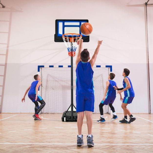 Basketballständer 90/158-210 cm höhenverstellbar - Basketballkorb mit Ständer wetterbeständig blau