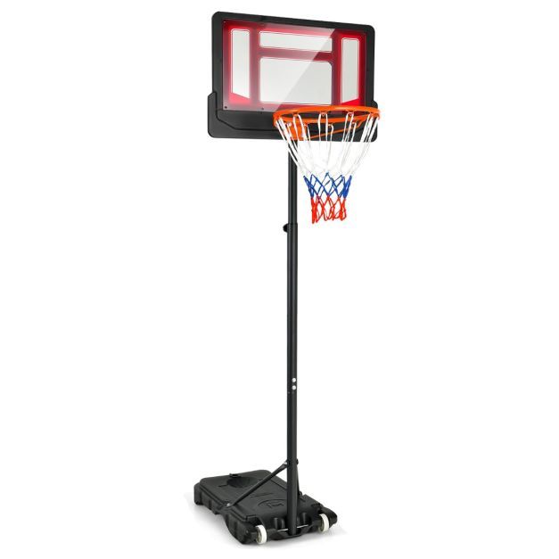 Basketballständer 90/158-210 cm höhenverstellbar - Basketballkorb mit Ständer wetterbeständig rot