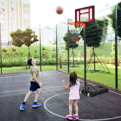 Basketballständer 90/158-210 cm höhenverstellbar - Basketballkorb mit Ständer wetterbeständig rot