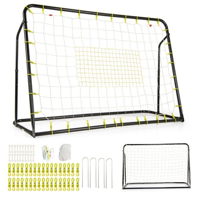 2 in 1 Fussballtor-Set Rebounder Soccer höhenverstellbar Schwarz