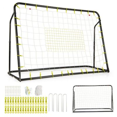 2 in 1 Fussballtor-Set Rebounder Soccer höhenverstellbar Schwarz