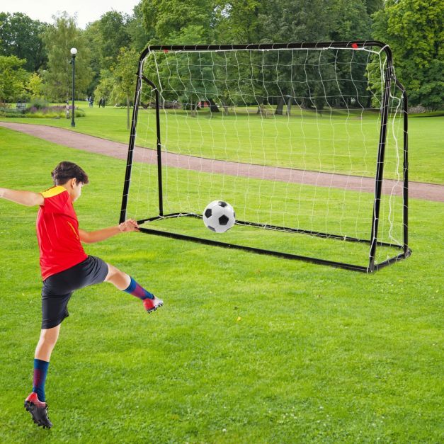 2 in 1 Fussballtor-Set Rebounder Soccer höhenverstellbar Schwarz