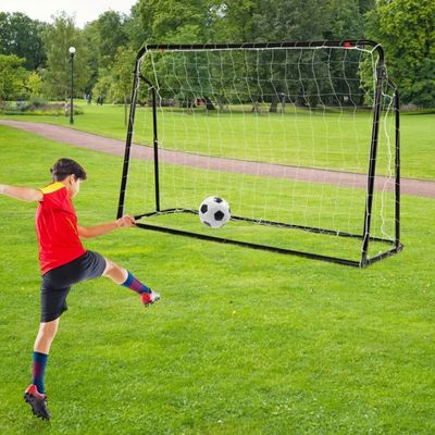 2 in 1 Fussballtor-Set Rebounder Soccer höhenverstellbar Schwarz