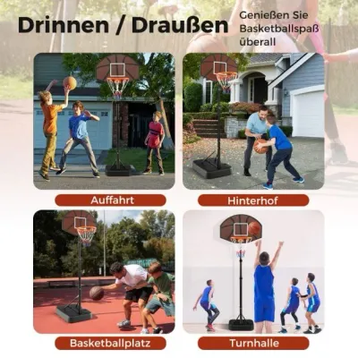 Basketballkorb Outdoor Basketballständer 172-200cm höhenverstellbar Basketballanlage Schwarz